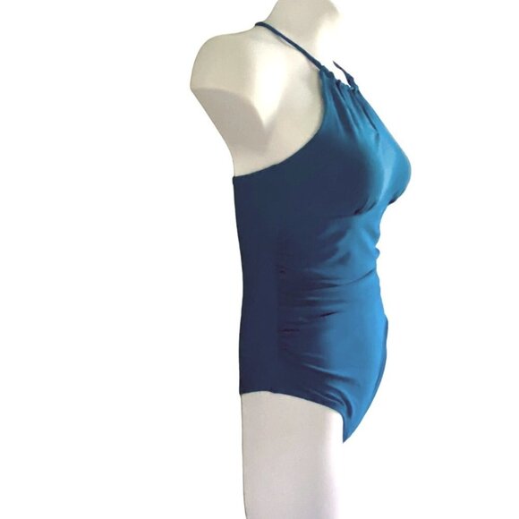 Cupshe Blue High Neck Cut Out One Piece Cross Back Straps Size Large NEW - Picture 5 of 9